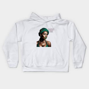 Brown Skin Green Head Wrap Beauty Kids Hoodie